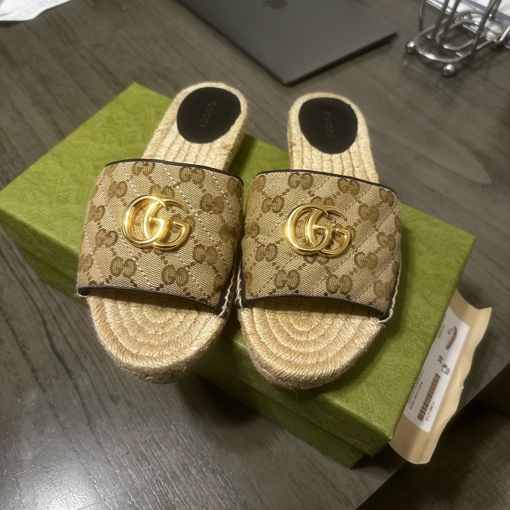 Gucci Matelasse Canvas Espadrille Sandal